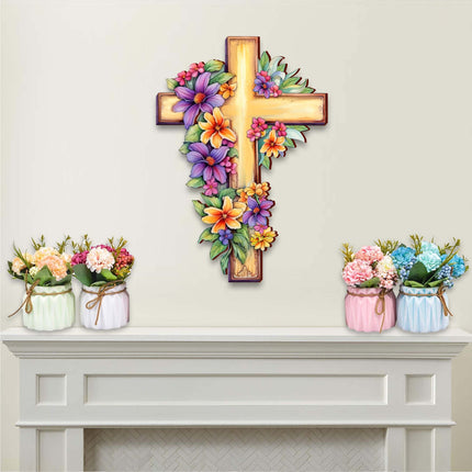 Garden Serenity Cross Holiday Door Decor by G. Debrekht - Easter Spring Decor - 8688168H-1