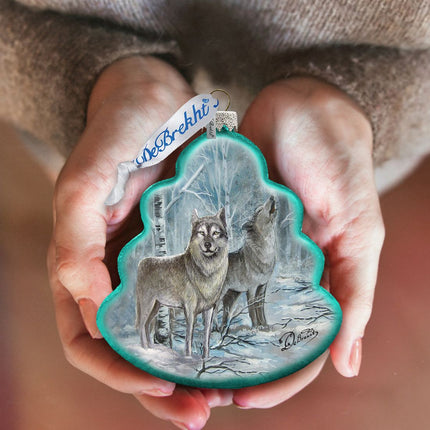 Wolves Tree Glass Ornament by G. DeBrekht - Wildlife Holiday Decor - 762-019-3
