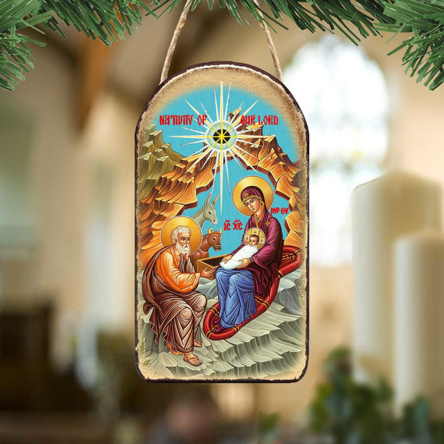 Orthodox Nativity Religious Christian Sacred Icon Ornament - Inspirational Icon Decor - 87052-0