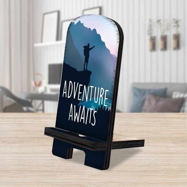 Adventure Awaits Cell Phone Stand Family Decor - Wood Mobile Tablet Holder Charging Station Organizer - 892068-0