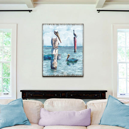 Peaceful Birds Pelicans and Seagulls Wooden Coastal Wall Art by Nature Wonders - Coastal Sea-Life Decor - 95252-4B-0