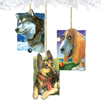 My Best Outdoor Friends Dogs Wooden Ornaments Set of 3 by Laura Seeley - Pets Dog and Cats Decor - 8100090S3-LS-1