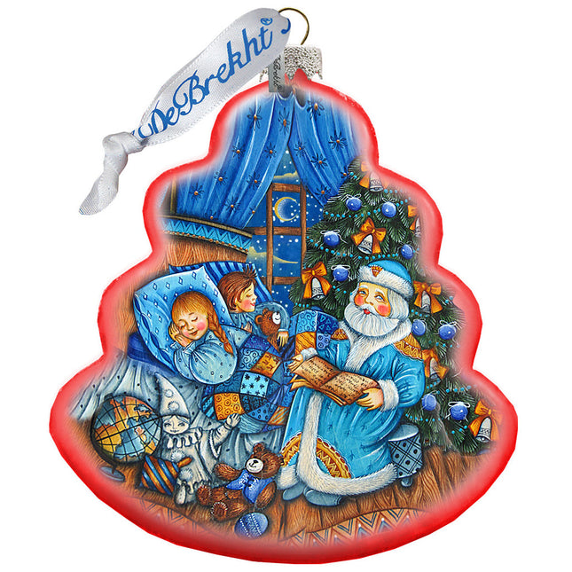 Christmas Night Wreath Glass Ornament by G. DeBrekht - Christmas Santa Snowman Decor - 762-020-0