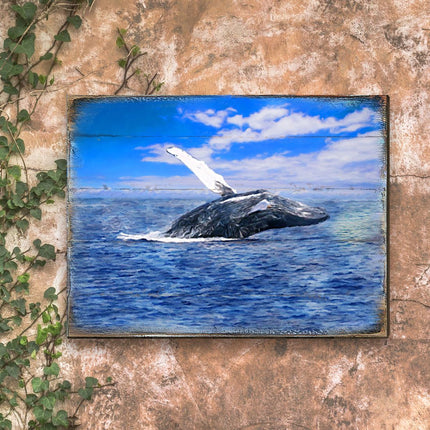 Whale Wood Wooden Coastal Wall Art by Nature Wonders - Coastal Sea-Life Decor - 95257B-1