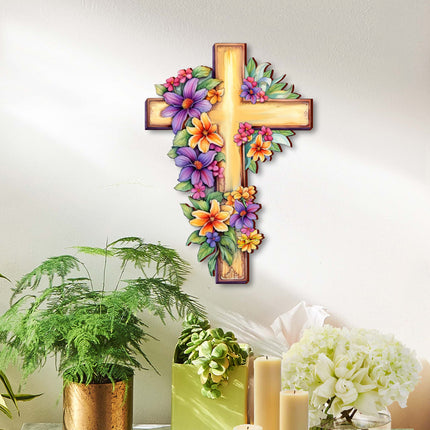 Garden Serenity Wooden Cross by G. Debrekht - Easter Spring Decor - 88168-0