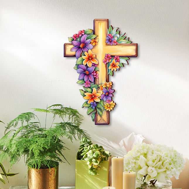 Garden Serenity Wooden Cross by G. Debrekht - Easter Spring Decor - 88168-0