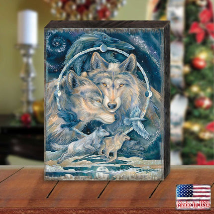 In Spirit I Am Free Wolves Ravens Wooden Wall Art by J. Bergsma - Nature Wildlife Decor - 85922723B-JB-2