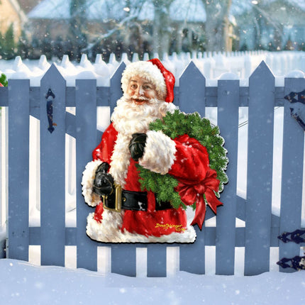 Santa Holiday Door Wreath by D. Gelsinger - Christmas Santa Snowman Decor - 8461015H-1513-3