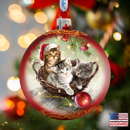 Christmas Kittens Glass Ornament by D. Gelsinger - Christmas Décor - 71101-1607-3
