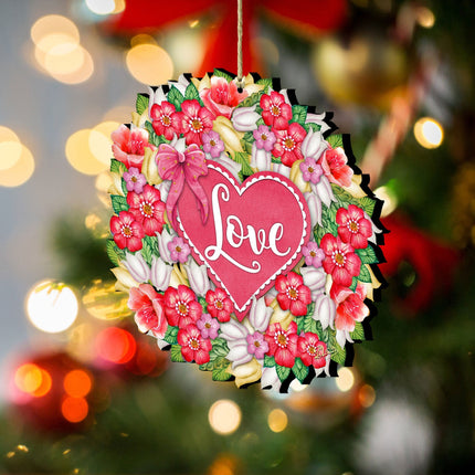 Love Flower Wreath Wooden Ornaments by G.DeBrekht - Love Family Kids Decor - 8185303-4-1