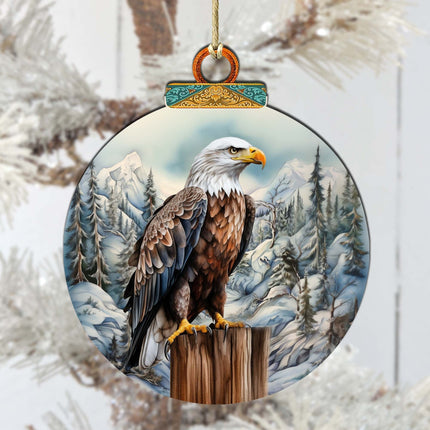 Bald Eagle in Alaska Wooden Ornaments by G.Debrekht - Wildlife Holiday Decor - 870061-2
