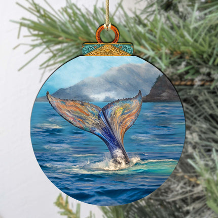 Iridescent Humpback's Tail Wooden Ornaments by G.Debrekht - Wildlife Holiday Decor - 870043-1