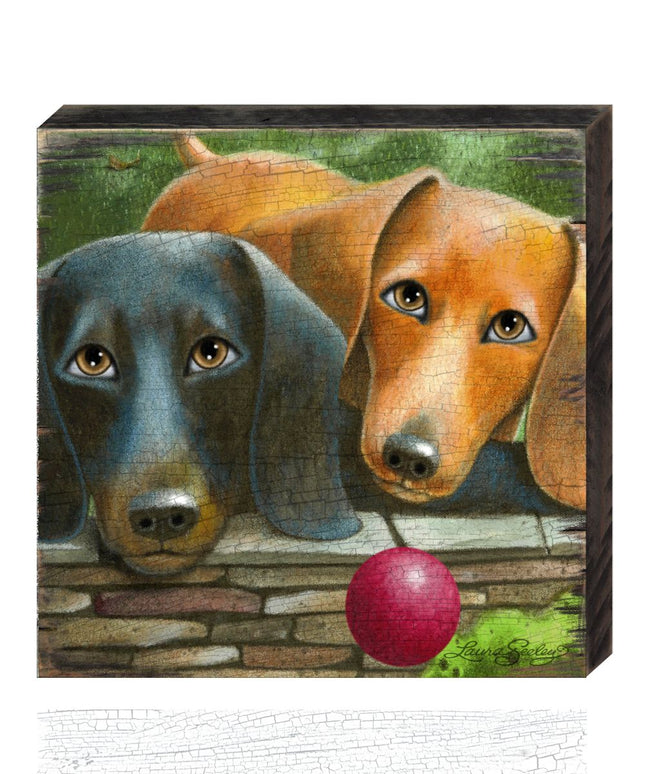 Where's the Ball Wooden Wall Art by Laura Seeley - Pets Dog and Cats Decor - 8511116B-0