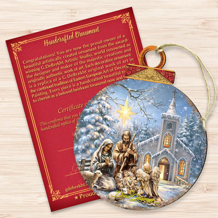 Nativity at The Chapel Wooden Ornaments by Gelsinger - Nativity Holiday Decor - 8021016-1606-3
