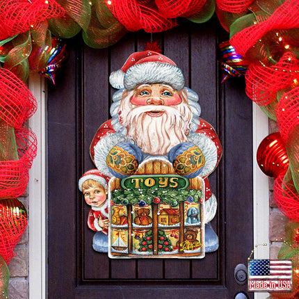 Toy Shop Santa Christmas Door Decor by G. DeBrekht - Christmas Santa Snowman Decor - 8119172H-0