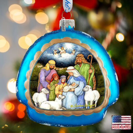 Holy Night Glass Ornament by Susan Winget - Nativity Holiday Decor - 756-205-SW-0
