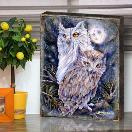 Night Watch Owls Wooden Wall Art by J. Bergsma - Nature Wildlife Decor  - 8592902BP-JB-1