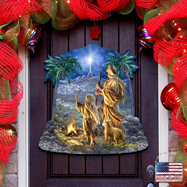 Shepherds Keeping Watching Nativity Door Decor by D. Gelsinger - Nativity Holiday Decor - 8161025H-1838-0