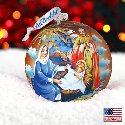 Holy Family Ball Glass Ornament by G. DeBrekht - Nativity Holiday Decor - 73552-1