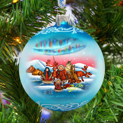 Northern Light Ball Glass Ornament by G. DeBrekht - Christmas Santa Snowman Décor - 73418-2