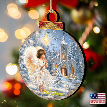 Angel at the Chapel Wooden Ornaments by Gelsinger - Nativity Holiday Decor - 8021121-1606-2
