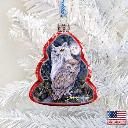 Night Watch Owls Mercury Glass Ornament by J. Bergsma - Wildlife Holiday Decor - 7783902-JB-2
