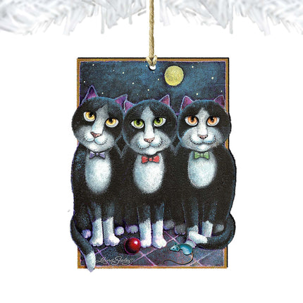 Boys Night Out Wooden Ornaments Pets - Tree Ornament by Laura Seeley - Pets Dog and Cats Decor - 8512052-LS-2