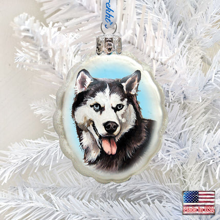 Siberian Husky Mercury Glass Ornament by G. DeBrekht - Pets Dog and Cats Decor - 774013-1
