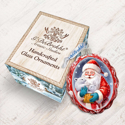 Santa with Cubs Mercury Glass Ornaments by G. Debrekht - Christmas Santa Snowman Decor - 776012-3