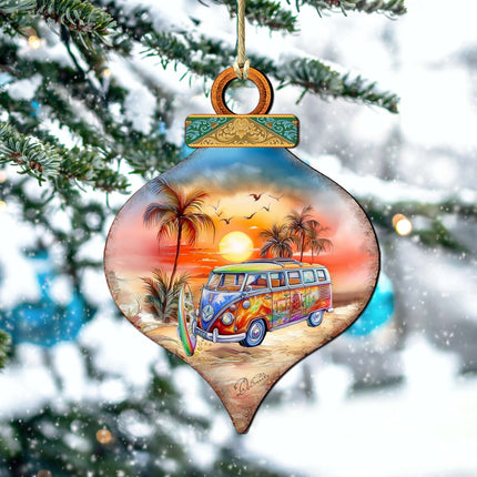 Nautical Christmas Ornaments - Sunset on the Beach Wooden Ornaments by G. DeBrekht Coastal Holiday Decor - 8688170-1