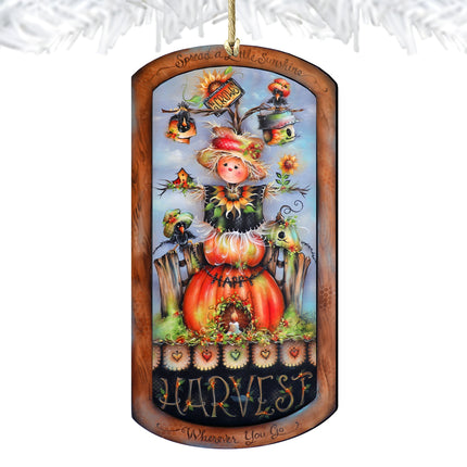 Harvest Pumpkin Scarecrow Wooden Ornaments by Jamie Mills-Price Thanksgiving Decor - 8611075-MP-3