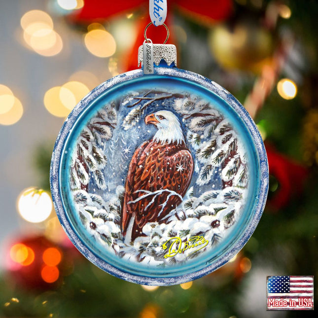 Eagle Cut Ball Glass Ornament by G. DeBrekht - Wildlife Holiday Decor - 764-121-0