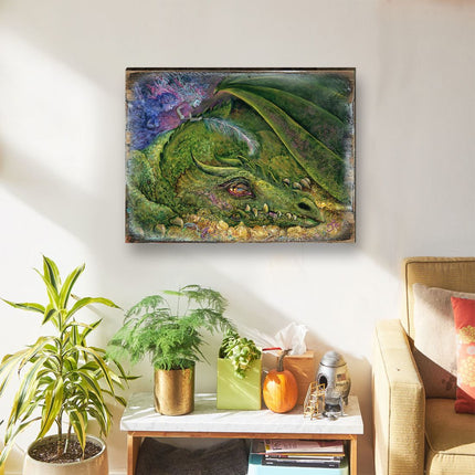 Never Tickle a Sleeping Dragon Fantasy Wooden Wall Art by Josephine Wall - Fantasy Decor - 852135-JW-3