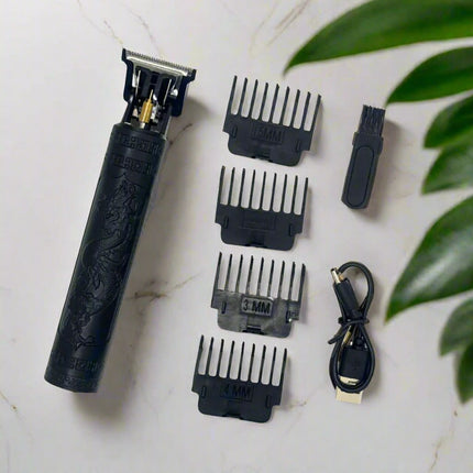Black Beard Trimmer With Dragon Design. Cuts 0.5-4mm with included Guards.