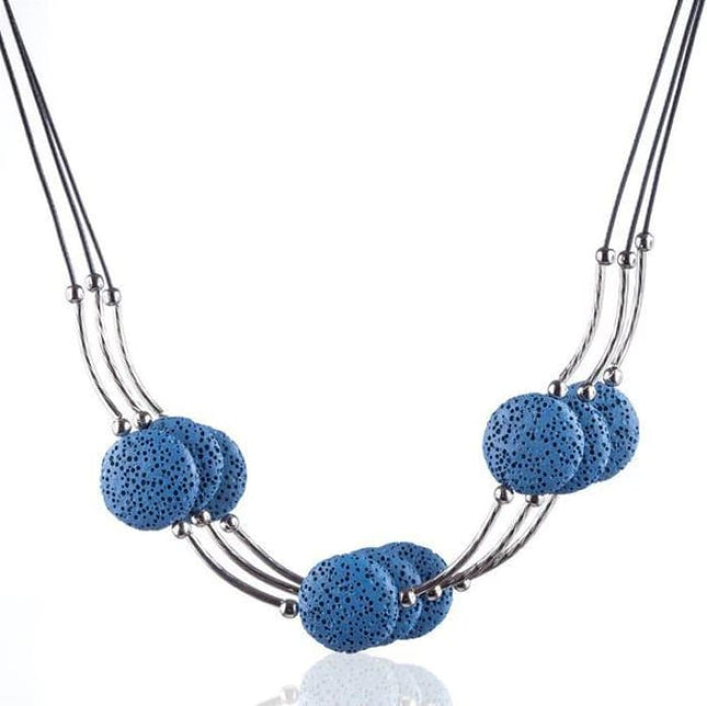Blue 6 Lava Stone Essential Oils Necklace-0