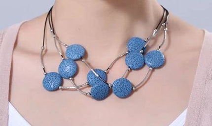 Blue 6 Lava Stone Essential Oils Necklace-1