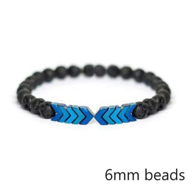 Blue Moonstone Arrows and Lava Stones Bracelet-0