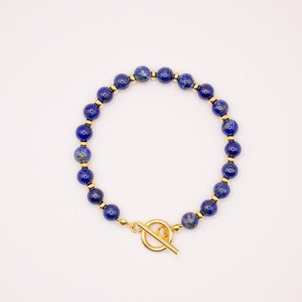 CIRCE | Bracelet in Lapis-Lazuli and 18-carat gold-plated stainless steel-0