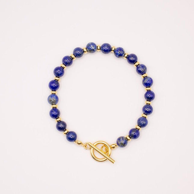 CIRCE | Bracelet in Lapis-Lazuli and 18-carat gold-plated stainless steel-0