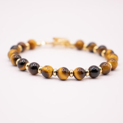 CIRCE | Bracelet in Tiger Eye and 18 and 24 carat Gold plated-1