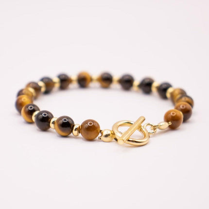 CIRCE | Bracelet in Tiger Eye and 18 and 24 carat Gold plated-2
