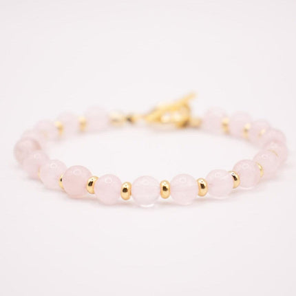 CIRCE | Bracelet in Rose Quartz and 18-carat Gold-plated stainless steel-1