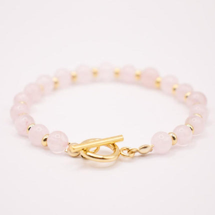CIRCE | Bracelet in Rose Quartz and 18-carat Gold-plated stainless steel-2