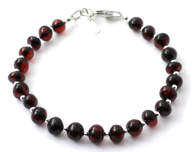 Amber Cherry Baltic Bracelet With Silver-0