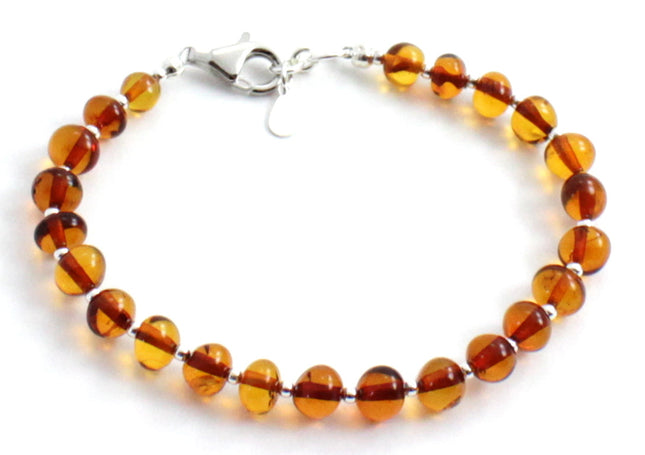 Amber Cognac Baltic Bracelet With Silver-0