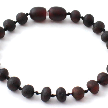Amber Cherry Knotted Raw Black Anklet-0