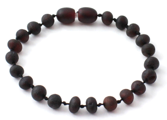 Amber Cherry Knotted Raw Black Anklet-0