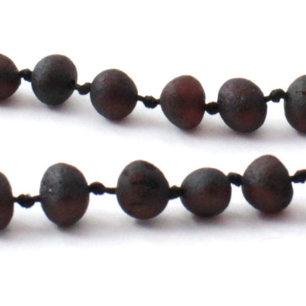 Amber Cherry Knotted Raw Black Anklet-1