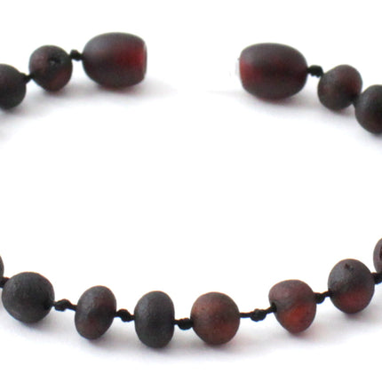 Amber Cherry Knotted Raw Black Anklet-2