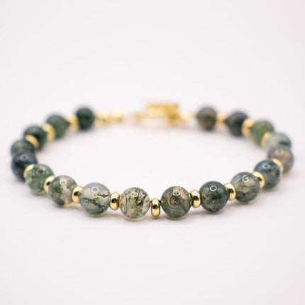 CIRCE | Bracelet in Moss Agate and 18 and 24 carat Gold plated-1
